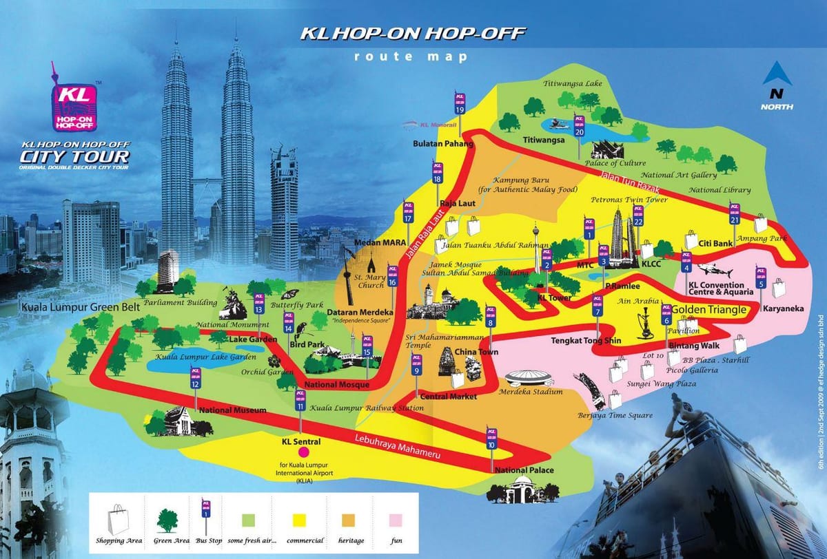 kuala lumpur hop on hop off útvonal térkép