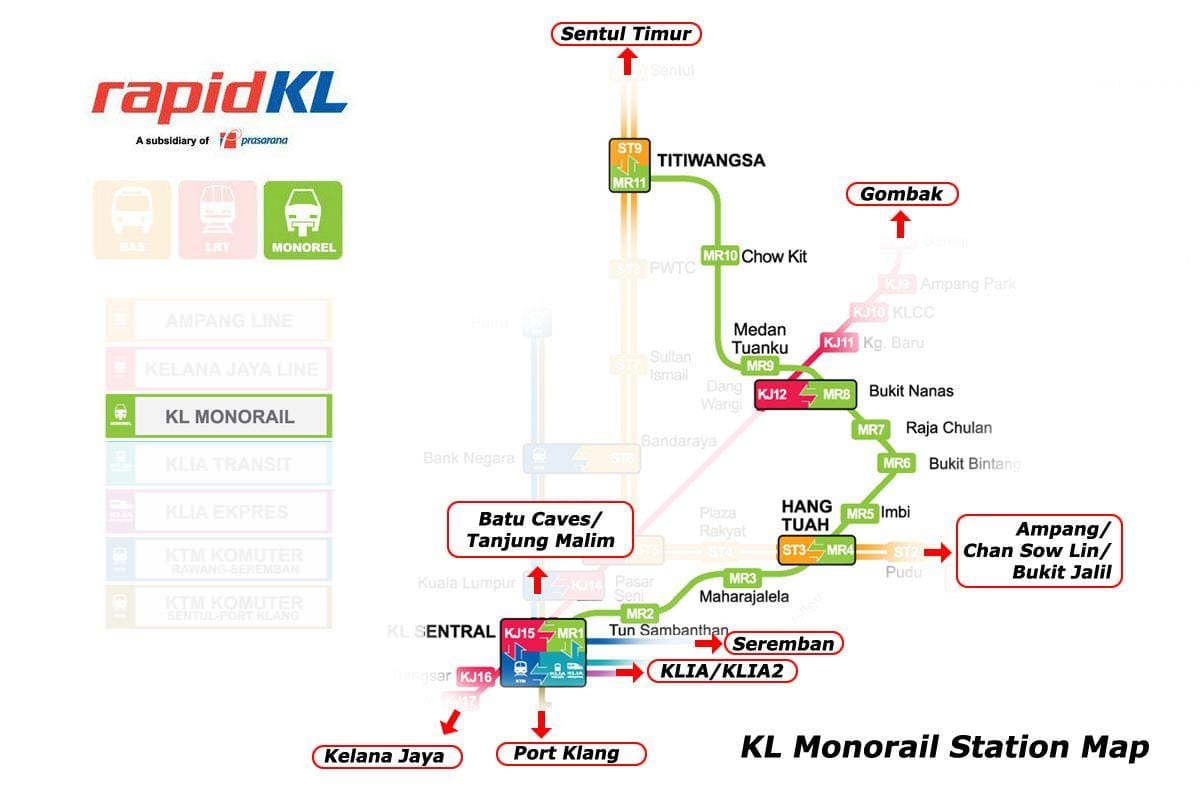 kl sentral monorail station térkép