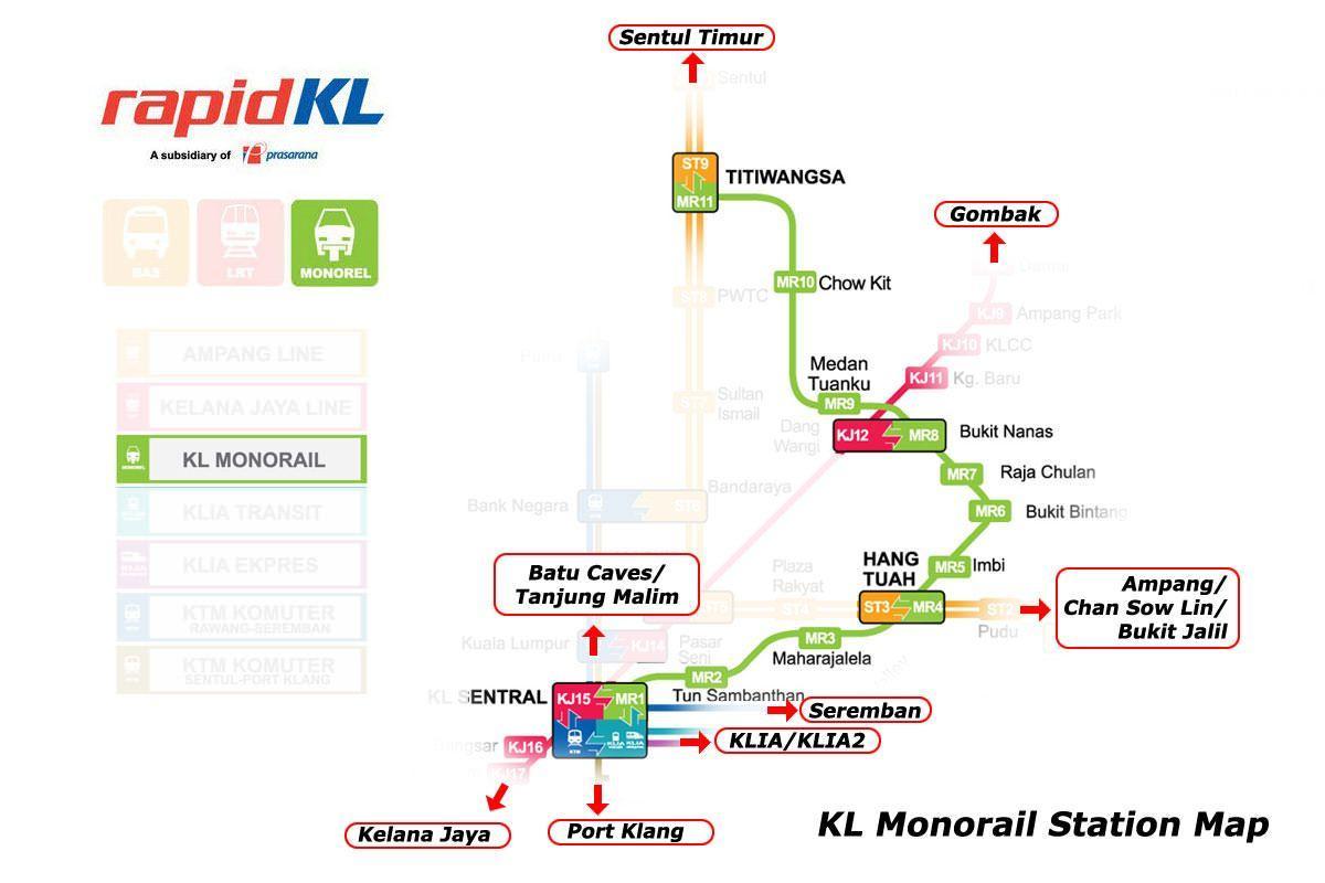 kl sentral monorail station térkép