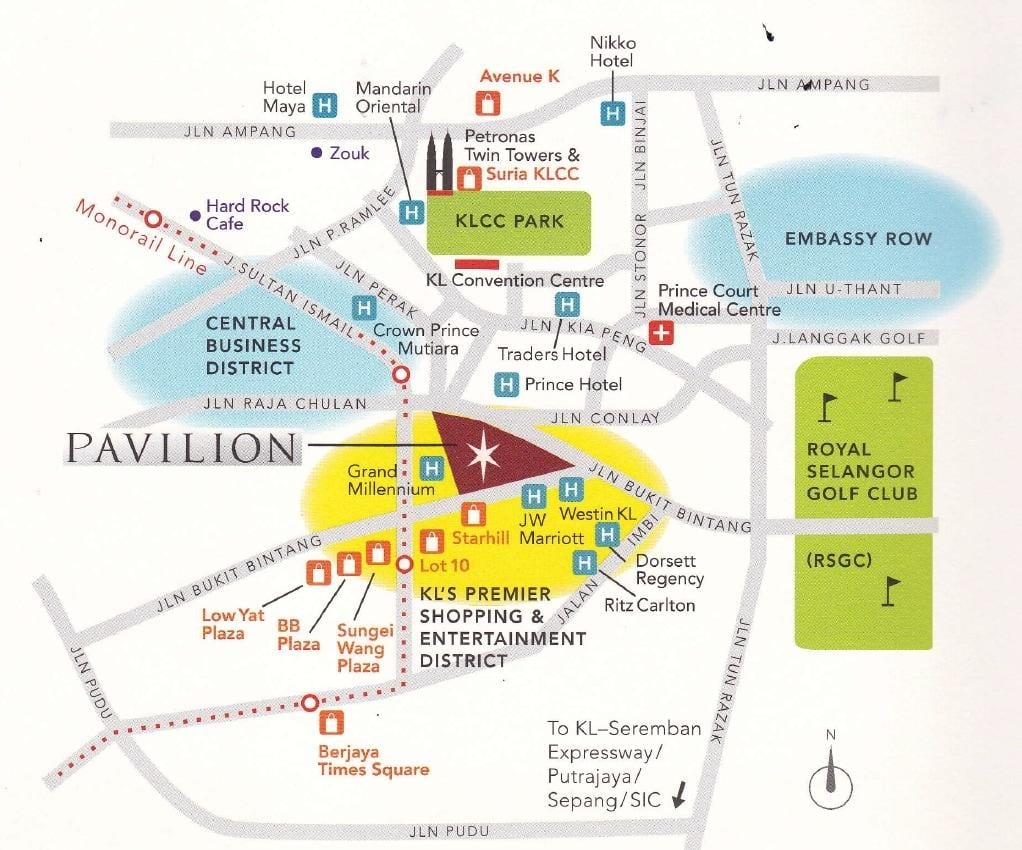 pavilion kuala lumpur térkép