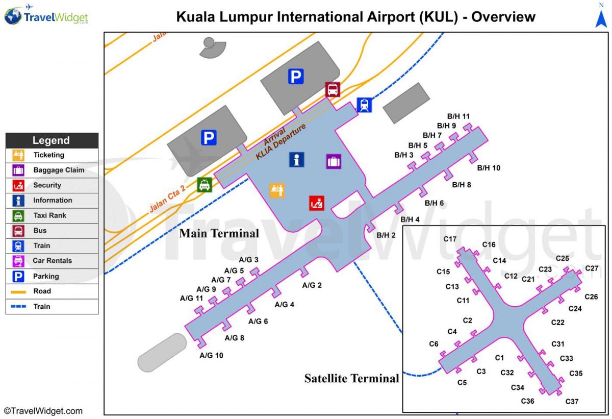kuala lumpur fő repülőtéri terminál térkép