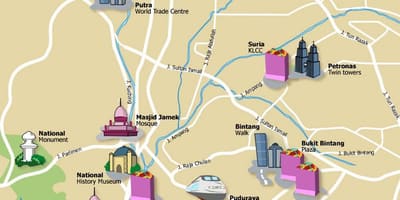 Kuala lumpur érdekes helyek közelében térkép